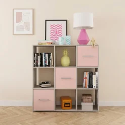 Cameretta completa letto singolo con letto estraibile e cassetti bianco frassinato rosa Bra