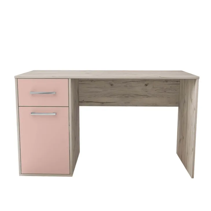 Cameretta completa letto singolo con letto estraibile e cassetti bianco frassinato rosa Bra