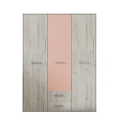 Cameretta completa letto singolo con letto estraibile e cassetti bianco frassinato rosa Bra
