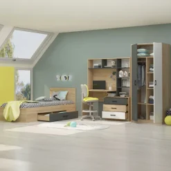Cameretta completa per bambini rovere antracite bianco Chiaretto