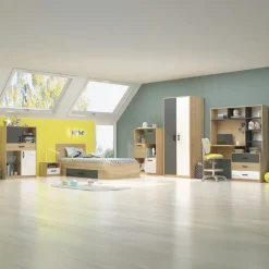 Cameretta completa per bambini rovere antracite bianco Chiaretto