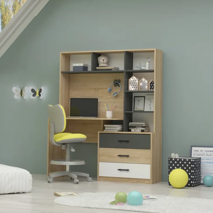 Cameretta completa per bambini rovere antracite bianco Chiaretto