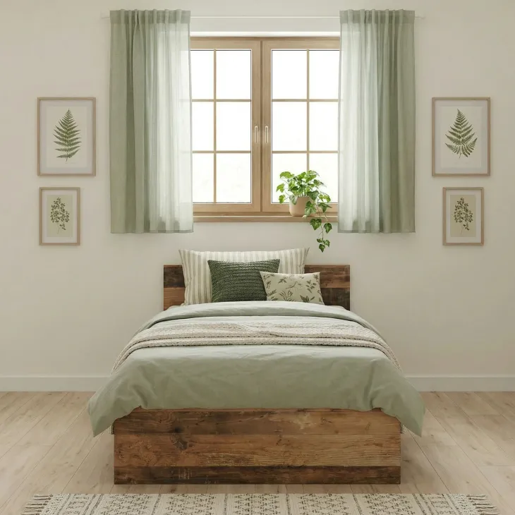 Cameretta completa singola grafite rovere rustico Fada