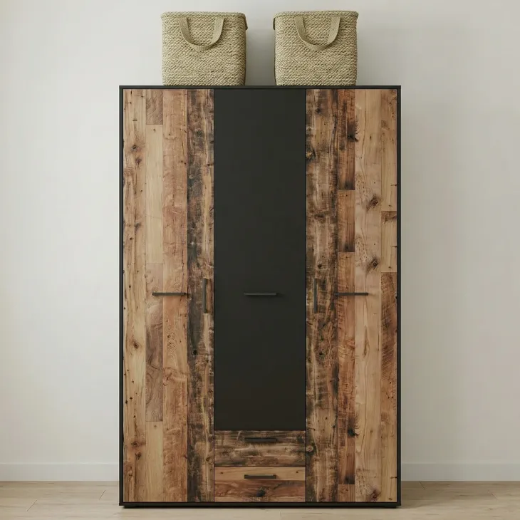 Cameretta completa singola grafite rovere rustico Fada