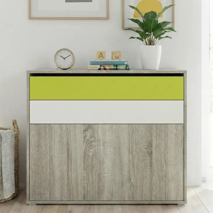Cameretta per bambini completa 2 letti rovere bianco verde Serena Gihome®