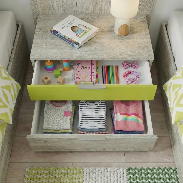 Cameretta per bambini completa 2 letti rovere bianco verde Serena Gihome®