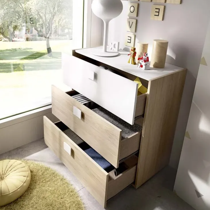 Cameretta per bambini completa 2 letti singoli rovere bianco Cairo