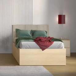 Cameretta per ragazzi con letto 120x200cm contenitore beige cashmere rovere Elvira