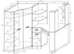 Cameretta 204x120cm bambini completa sinistra 1 letto singolo rovere miele bianco frassinato Dollie Gihome®