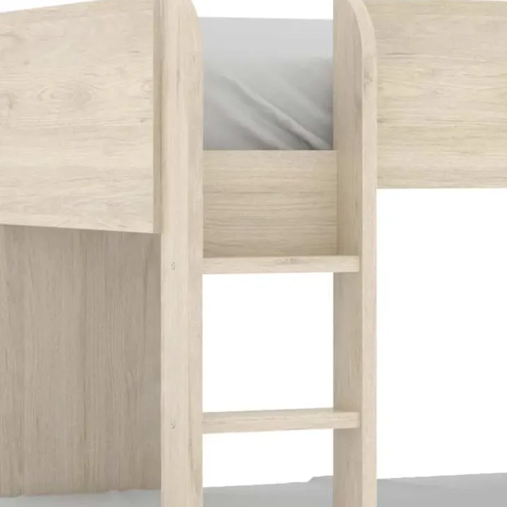 Cameretta 255x112cm bambini 2 letti reversibile rovere bianco a soppalco Sole
