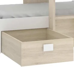 Cameretta 255x112cm bambini 2 letti reversibile rovere bianco a soppalco Sole