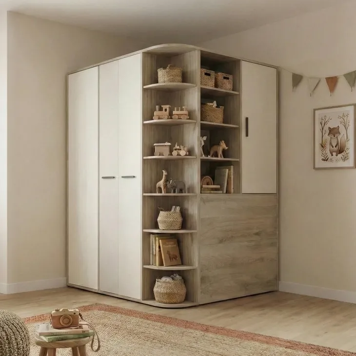 Cameretta 352x124cm con cabina armadio rovere beige champagne Fabio Gihome®