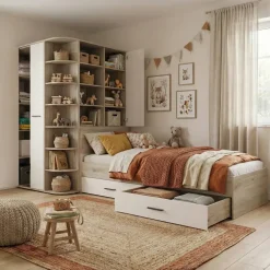 Cameretta 352x124cm con cabina armadio rovere beige champagne Fabio Gihome®