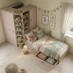 Cameretta 352x124cm con cabina armadio rovere rosa Rosanna Gihome®