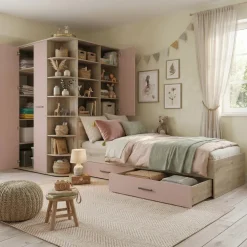 Cameretta 352x124cm con cabina armadio rovere rosa Rosanna Gihome®