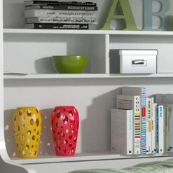 Cameretta 254x120cm con soppalco 2 letti singoli bianca rosa Enrico Gihome®