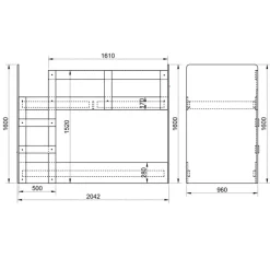 Cameretta 275x161cm 2 letti a castello completa rovere Lorenzo Gihome®
