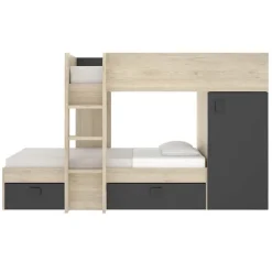 Cameretta 255x109cm 2 letti a soppalco reversibile rovere grafite Sole