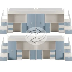 Cameretta 254x120cm 1 letto soppalco cashmere azzurro Simone