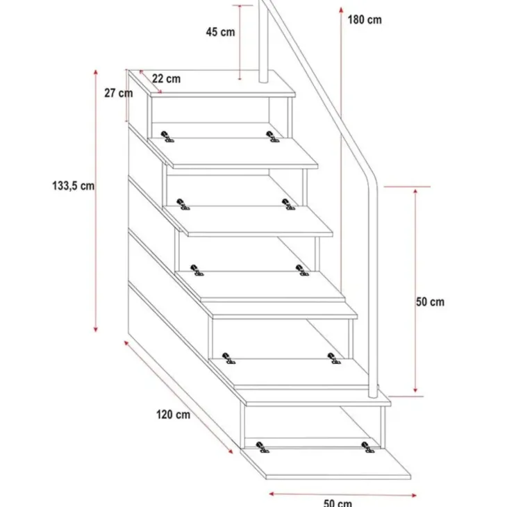 Cameretta 254x120cm 1 letto soppalco bianco grigio lucido Simone Gihome®