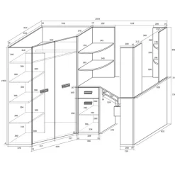 Cameretta 204x120cm sinistra completa 1 letto singolo rovere bianco Dollie Gihome®