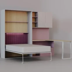 Cameretta 253x208h cm con letto a scomparsa e scrivania cashmere rosa Colorful