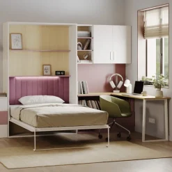 Cameretta 253x208h cm con letto a scomparsa e scrivania cashmere rosa Colorful