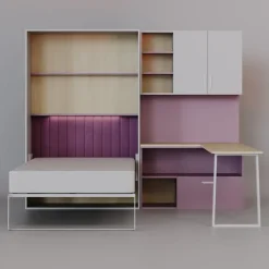 Cameretta 253x208h cm con letto a scomparsa e scrivania cashmere rosa Colorful