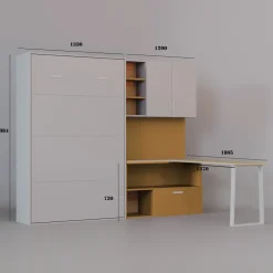 Cameretta 253x208h cm con letto a scomparsa e scrivania cashmere giallo Colorful