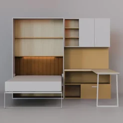 Cameretta 253x208h cm con letto a scomparsa e scrivania cashmere giallo Colorful