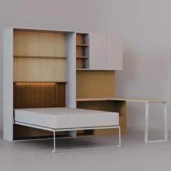 Cameretta 253x208h cm con letto a scomparsa e scrivania cashmere giallo Colorful