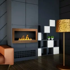 Caminetto 90x40h cm bioetanolo con vetro marrone ramato Albert Gihome®