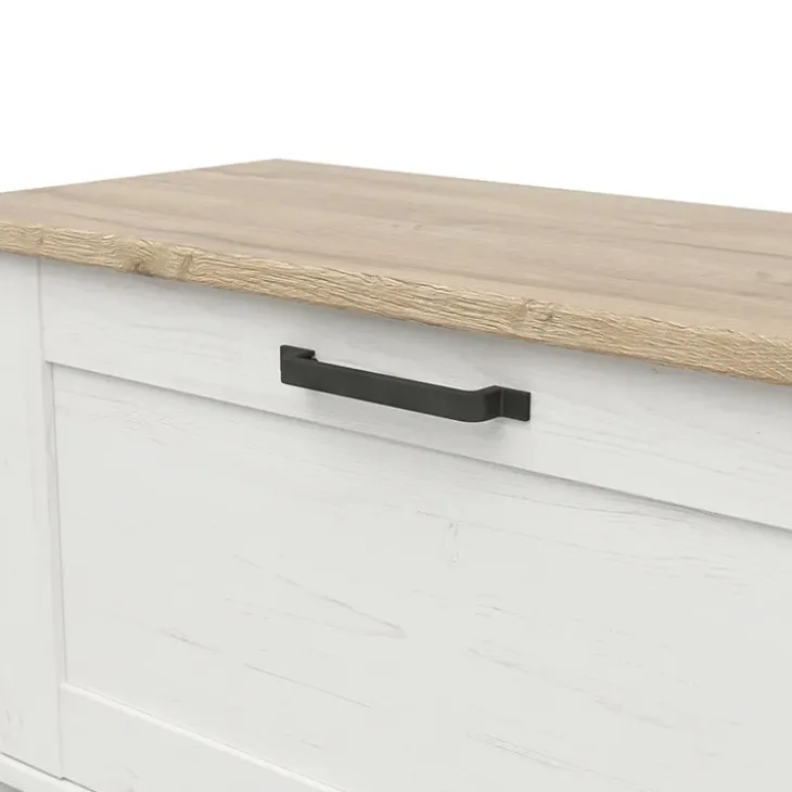 Cassapanca scarpiera 85x49h cm 1 anta bianco frassinato Lars