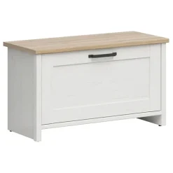Cassapanca scarpiera 85x49h cm 1 anta bianco frassinato Lars