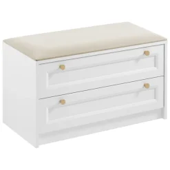 Cassapanca shabby 90x52h cm con seduta 2 cassetti bianco Shubo