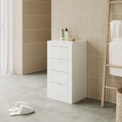 Cassettiera bagno 42x78h cm 4 cassetti bianco lucido Turny
