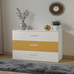 Cassettiera cameretta 80x73h cm 3 cassetti cashmere giallo Colorful