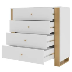 Cassettiera moderna 100x94h cm 4 cassetti bianco oro Reflex