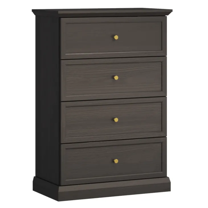 Cassettiera moderna 76x110h cm 4 cassetti shabby nero grafite Purro