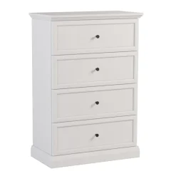 Cassettiera moderna 76x110h cm 4 cassetti shabby bianco Purro