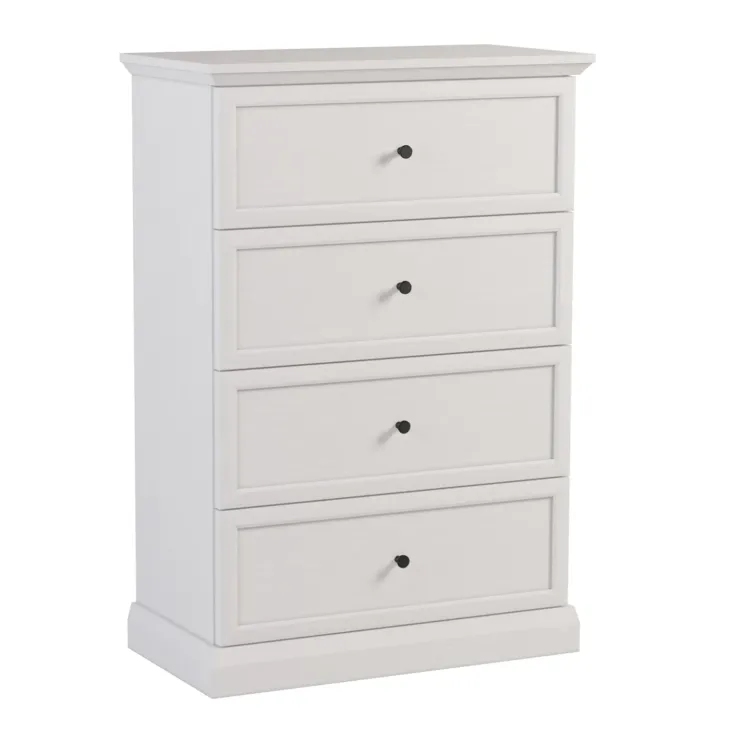 Cassettiera moderna 76x110h cm 4 cassetti shabby bianco Purro