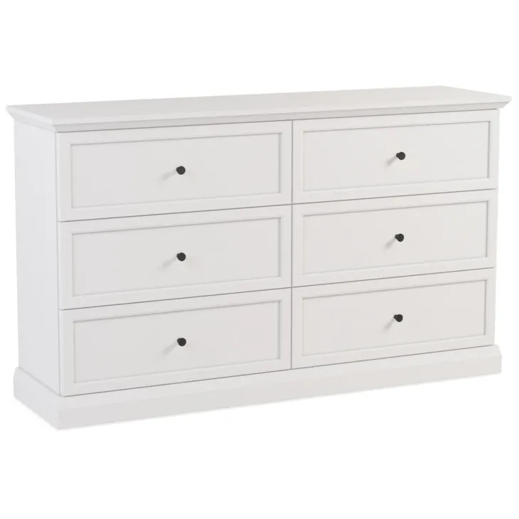 Cassettiera moderna 146x86h cm 6 cassetti shabby bianco Purro