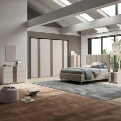 Cassettiera multifunzione 50x138h cm 6 cassetti beige cashmere rovere scuro Fummy