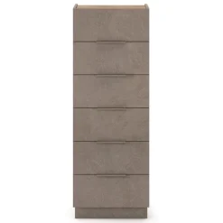 Cassettiera multifunzione 50x138h cm 6 cassetti marrone bronzo rovere scuro Silky