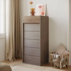 Cassettiera multifunzione 52x138h cm 6 cassetti marrone bronzo rovere scuro Riace