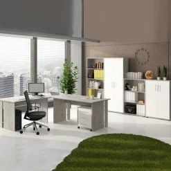 Cassettiera ufficio 43x57h cm 3 cassetti bianco frassinato cemento Woody