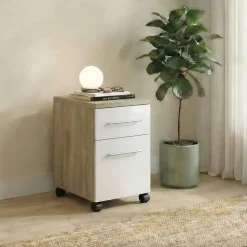 Cassettiera ufficio 35x59h cm con ruote rovere bianco lucido Time O