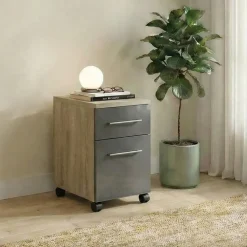 Cassettiera ufficio 35x59h cm reversibile rovere antracite lucido Time O