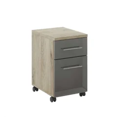 Cassettiera ufficio 35x59h cm reversibile rovere antracite lucido Time O