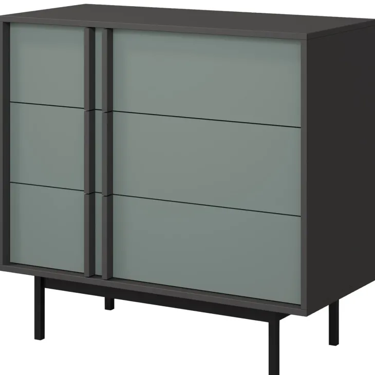 Cassettiera 93x87 cm 3 cassetti antracite verde Essenzia